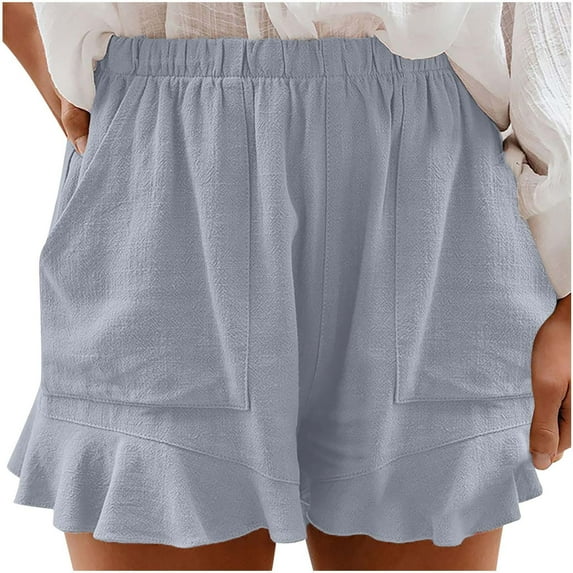 Timegard Plus Size Shorts for Women Ruffle Wide Leg Elastic Waist Loose Comfy Shorts Casual Summer Travel