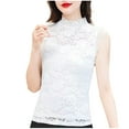 thumbnail image 1 of Timegard Plus Size Tank Top for Women Lace Half High Neck Lightweight Sleeveless Slim Comfy Tee Shirts, 1 of 5