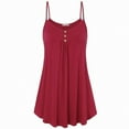 thumbnail image 1 of Timegard Plus Size Tank Top for Women V Neck Spaghetti Strap Button Ruched Ruffle Tunic Top Casual Comfy, 1 of 2