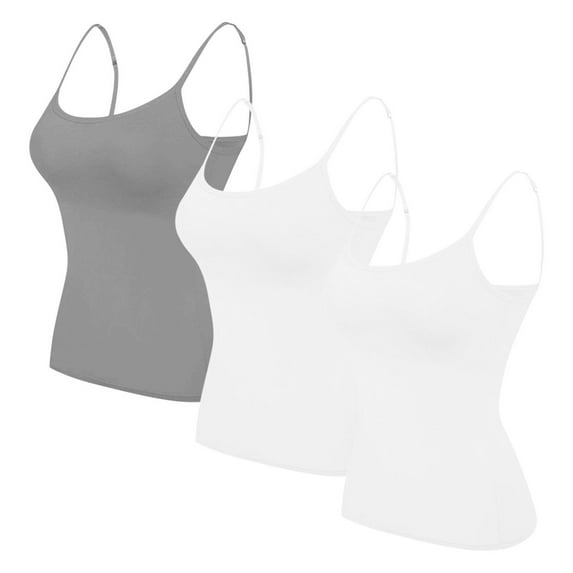 Timegard Plus Size Tank Tops for Women 3pc Spaghetti Strap Camis Slim Comfy Solid Color Sleeveless Top