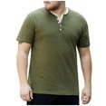 thumbnail image 1 of Timegard Plus Size Tops for Men Button Notched V Neck Loose Workout Running Tee Athleitc Tshirts Summer, 1 of 8