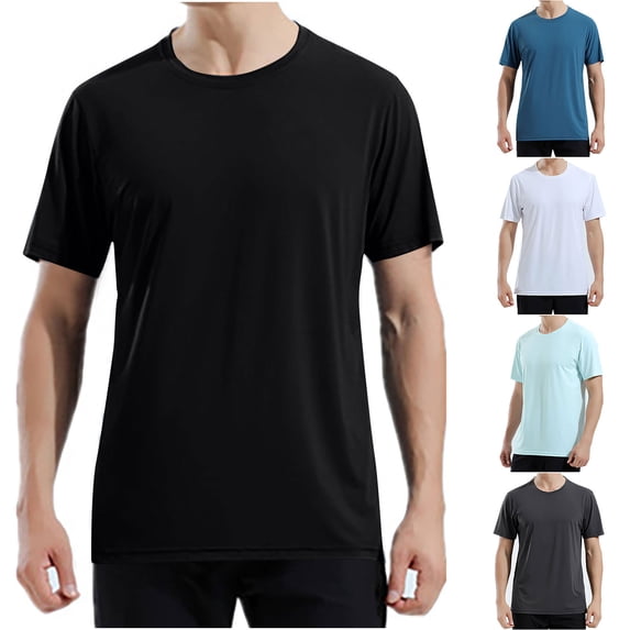 Timegard Plus Size Tops for Men Crewneck Short Sleeve Loose Breathable Outdoor Active Thin Tee Shirts