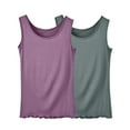 thumbnail image 1 of Timegard Plus Size Tops for Women 2pc Round Neck Tank Top Pjs Comfy Solid Color Casual Camis Homewear, 1 of 3