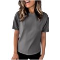 thumbnail image 1 of Timegard Plus Size Tops for Women Short Sleeve Crewneck Drop Shoulder Comfy Casual Solid Color Tshirts, 1 of 7