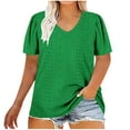 thumbnail image 1 of Timegard Plus Size Tops for Women Short Sleeve Eyelet V-Neck Ruched Comfy Casual Loose Shirts Top Blouse, 1 of 7