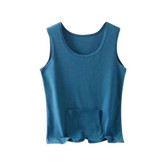 Timegard Plus Size Tops for Women Sleeveless Round Neck Seamless Comfy Thermal Underwear Casual Tank Tops