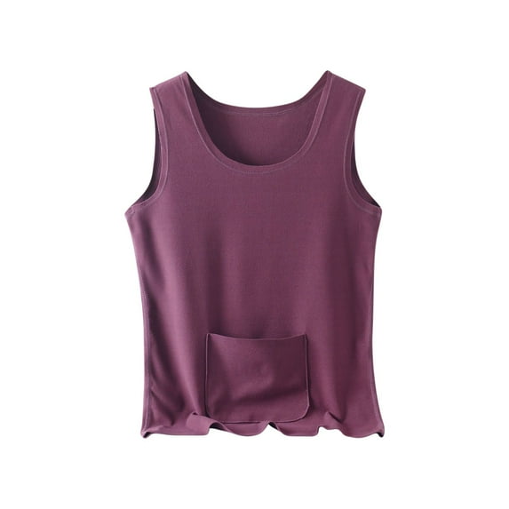 Timegard Plus Size Tops for Women Sleeveless Round Neck Seamless Comfy Thermal Underwear Casual Tank Tops
