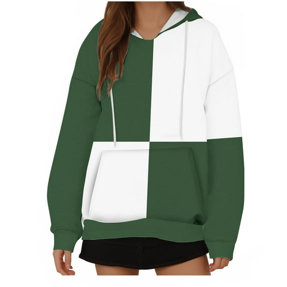 Timegard Plus Size Tops for Women Sweatshirt Hoodies Color Block Fall Casual Loose Pullover with Pockets