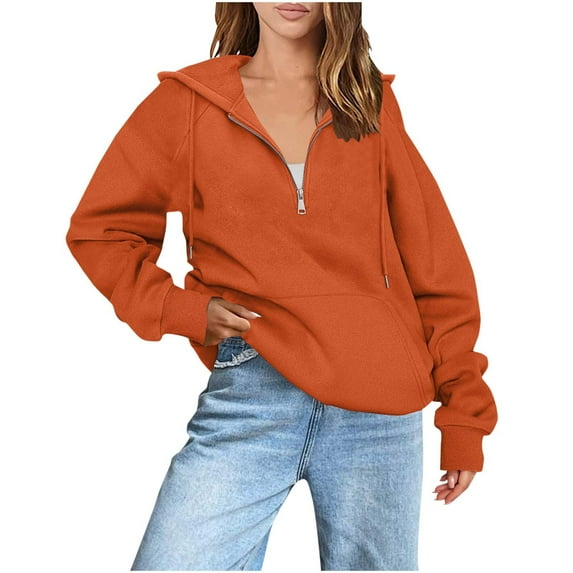 Timegard Quarter Zip Pullover for Women Trendy Cute Sweatshirts Hoodies Lightweight Tops Fall Clothing
