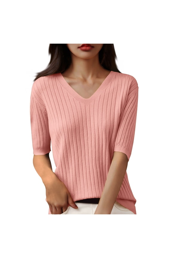 Ribbed Tops for Women Square Neck Short Sleeve Slim Tee Casual Going out Comfy Tops Solid Color