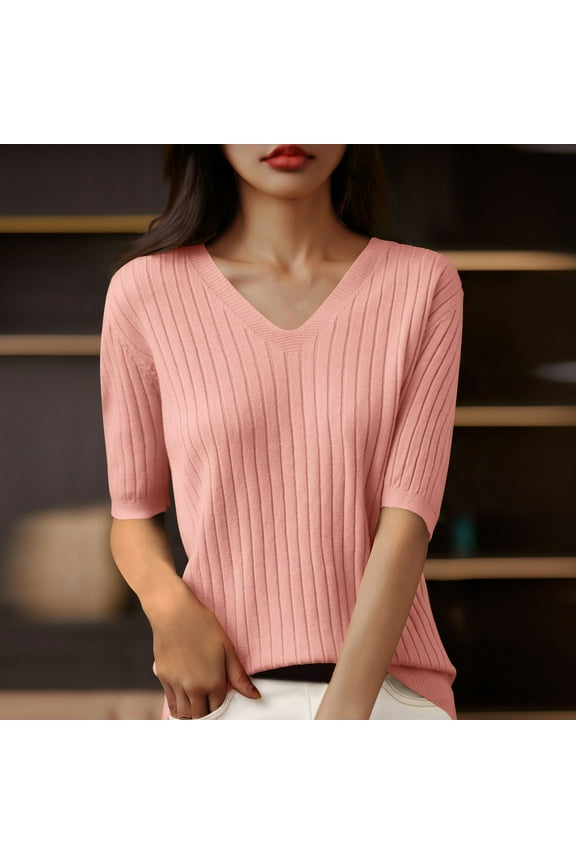Ribbed Tops for Women Square Neck Short Sleeve Slim Tee Casual Going out Comfy Tops Solid Color
