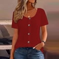 thumbnail image 1 of Timegard Ribbed Tops for Women Summer Casual Comfy Short Sleeve Round Neck Button Tee Shirts S-5XL, 1 of 5