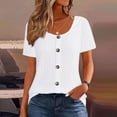 thumbnail image 1 of Timegard Ribbed Tops for Women Summer Casual Comfy Short Sleeve Round Neck Button Tee Shirts S-5XL, 1 of 5