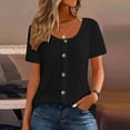 thumbnail image 1 of Timegard Ribbed Tops for Women Summer Casual Comfy Short Sleeve Round Neck Button Tee Shirts S-5XL, 1 of 5