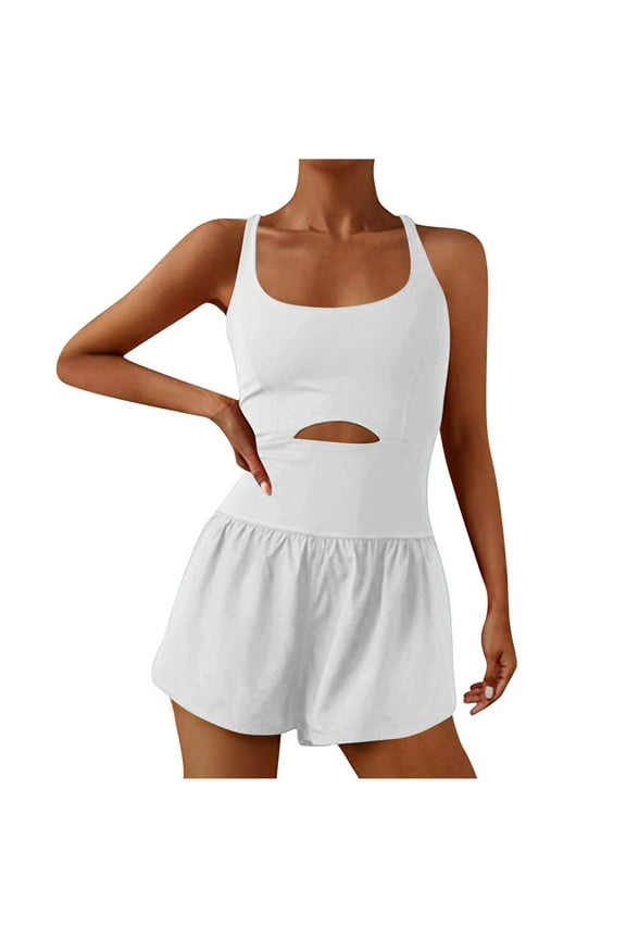 Rompers for Women Athletic Back Crisscross Sleeveless Scoop Neck Short Bodysuit Workout Gym