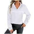 thumbnail image 1 of Timegard Satin Tops for Women Work Office Button up Shirts Long Sleeve Solid Color Casual Thin Tee, 1 of 7