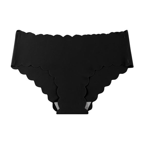 Timegard Seamless Underwear for Women No Show Briefs Scalloped Comfy Low Waist Stretch Breathable Panties(Medium,Black)