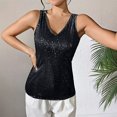 thumbnail image 1 of Timegard Sequin Tops for Women Sparkly V Neck Tank Tops Fitting Solid Color Sleeveless Party Club Tee Shirts, 1 of 5