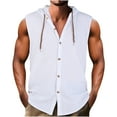thumbnail image 1 of Timegard Shirts for Men Button up Sleeveless Hoodies Solid Color Casual Loose Tank Top Summer Fashion, 1 of 5