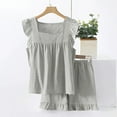 thumbnail image 1 of Timegard Short Sets for Women 2 Piece Ruffle Sleeve Tank Tops Shorts Pajamas Outfits Summer Loose Homewear, 1 of 5