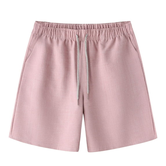 Timegard Shorts Men Summer Casual Solid Color Drawstring Elastic Waist Work Office Lightweight Shorts