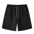 thumbnail image 1 of Timegard Shorts Men Summer Casual Solid Color Drawstring Elastic Waist Work Office Lightweight Shorts, 1 of 5