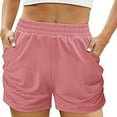 thumbnail image 1 of Timegard Shorts for Women Plus Size Ruched Elastic Waist Comfy Summer Casual Workout Shorts Solid Color, 1 of 7