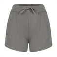 thumbnail image 1 of Timegard Shorts for Women Ribbed Elastic Waist Drawstring Comfy Sports Casual Workout Running Shorts, 1 of 5