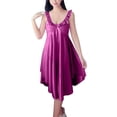 thumbnail image 1 of Timegard Sleep Dress for Women Ruffle Strap Sleeveless Slim High Low Homewear Casual Home Dresses Summer, 1 of 6