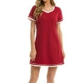 thumbnail image 1 of Timegard Sleep Shirts for Women V Neck Short Sleeve Slim Comfy Casual Pjs Home Dress Summer Fashion, 1 of 3