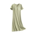 thumbnail image 1 of Timegard Sleepwear for Women Pajamas Short Sleeve V Neck Loose Soft Long Dresses Casual Nightgown, 1 of 3