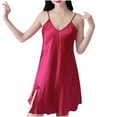 thumbnail image 1 of Timegard Sleepwear for Women V Neck Spaghetti Strap Side Split Comfy Thin Camis Dress Nightgown Solid Color, 1 of 3