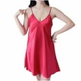 thumbnail image 1 of Timegard Sleepwear for Women V Neck Spaghetti Strap Side Split Comfy Thin Camis Dress Nightgown Solid Color, 1 of 3