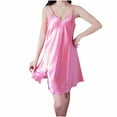 thumbnail image 1 of Timegard Sleepwear for Women V Neck Spaghetti Strap Side Split Comfy Thin Camis Dress Nightgown Solid Color, 1 of 3