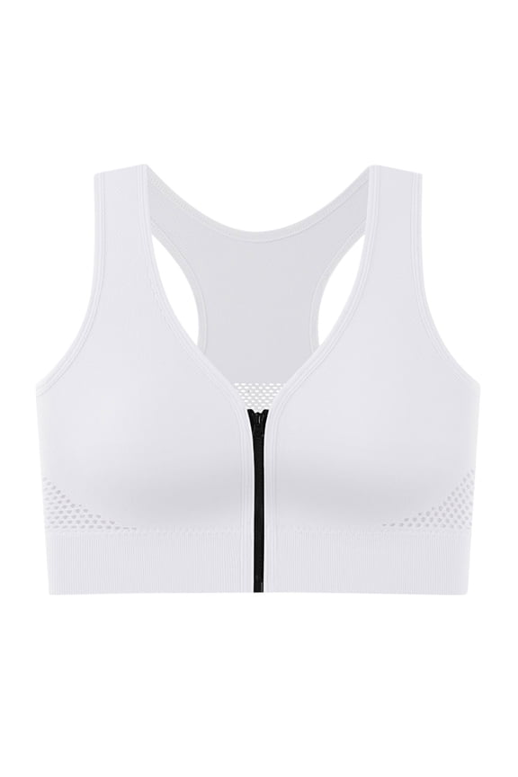 Sports Bras for Women Front Closure Zipper Racerback Breathable Workout Gym Bras with Support