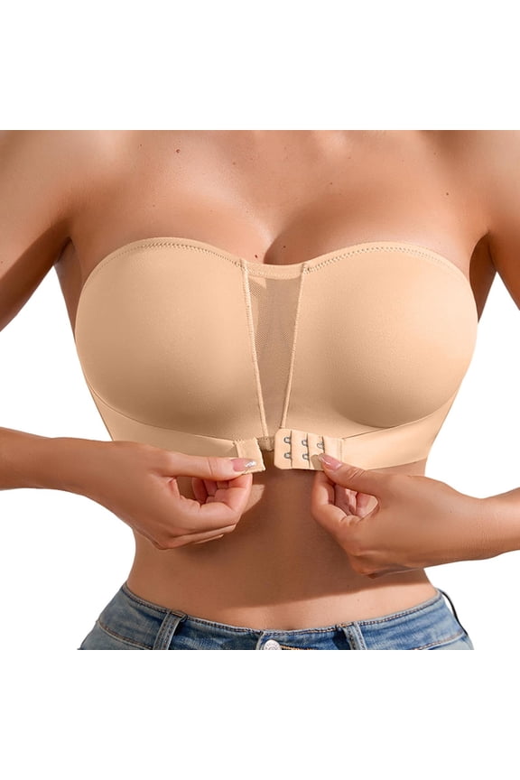Strapless Bras for Women Front Closure Back Smoothing Breathable Mesh Comfy Bras with Support