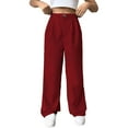 thumbnail image 1 of Timegard Suit Pants for Women High Waist Straight Leg Ruched Work Business Casual Loose Trousers Fall, 1 of 5