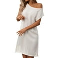 thumbnail image 1 of Timegard Summer Dresses for Women off the Shoulder Cap Sleeve Comfy Casual Knit Dresses Fashion, 1 of 6