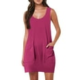 thumbnail image 1 of Timegard Summer Dresses for Women Round Neck Comfy Slim Sleeveless Casual Solid Color Sundresses Pockets, 1 of 6