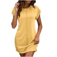 thumbnail image 1 of Timegard Summer Dresses for Women Short Sleeve Crewneck Solid Color Comfy Casual Fitting Shirts Dress, 1 of 8