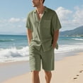 thumbnail image 1 of Timegard Summer Outfits for Men Button down Shirts Shorts Loose Lightweight 2 Piece Lounge Sets, 1 of 5