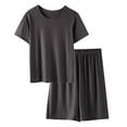 thumbnail image 1 of Timegard Summer Outfits for Women 2 Piece Round Neck T Shirts Shorts Loose Comfy Lightweight Lounge Sets, 1 of 7