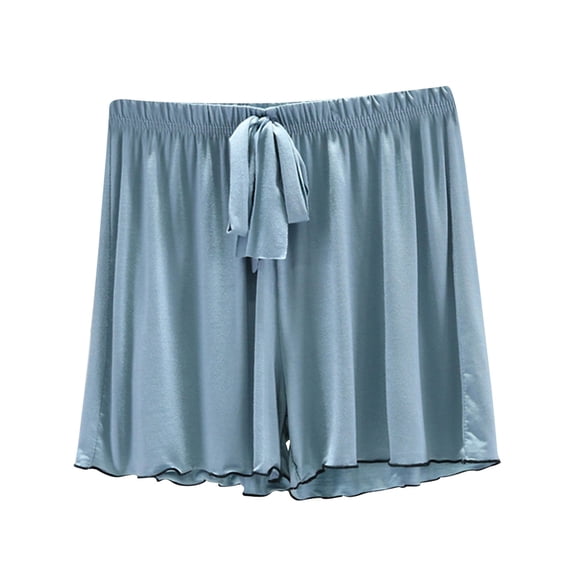 Timegard Summer Shorts for Women Sleepwear Elastic Waist Ruffle Pajamas Casual Loose Comfy Thin Shorts