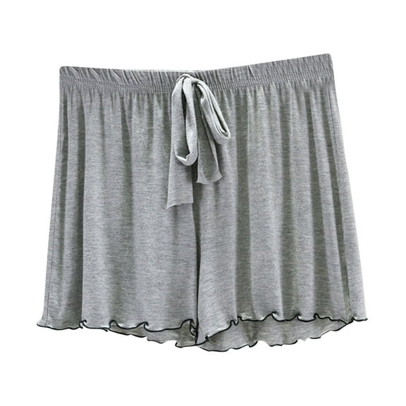 Timegard Summer Shorts for Women Sleepwear Elastic Waist Ruffle Pajamas Casual Loose Comfy Thin Shorts