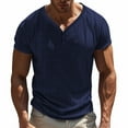 thumbnail image 1 of Timegard Summer T Shirts for Men Notched V Neck Button Drop Shoulder Lightweight Casual Work Short Sleeve Tee, 1 of 7