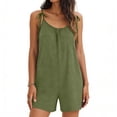 thumbnail image 1 of Summer Rompers for Women 1 Piece Belt Spaghetti Strap Ruched Sleeveless Shorts Loose Comfy Jumpsuit Outfits, 1 of 6