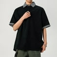 thumbnail image 1 of Timegard Summer Tops for Men Plaid Lapel Neck Short Sleeve Loose Tee Shirts Travel Casual Tops Trendy, 1 of 6