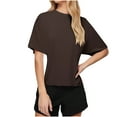 thumbnail image 1 of Timegard Summer Tops for Women Plus Size Crewneck Short Sleeve Comfy Tee Casual Solid Color Tshirts, 1 of 6