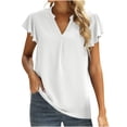 thumbnail image 1 of Timegard Summer Tops for Women Ruffle Cap Sleeve V Neck Ruched Tee Blouse Casual Loose Comfy Tops, 1 of 8