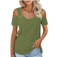 thumbnail image 1 of Timegard Summer Tops for Women Scoop Neck Cold Shoulder Short Sleeve Fitting Comfy Dressy Casual Tops, 1 of 8